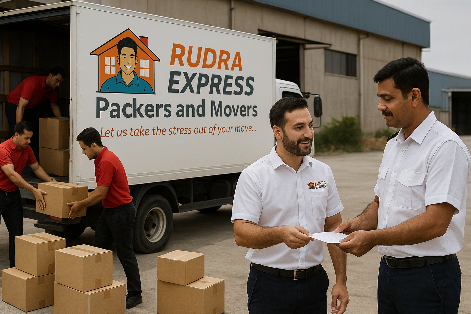 Rudra Express truck loading at Mundra Port - Rudra Express Packers and Movers